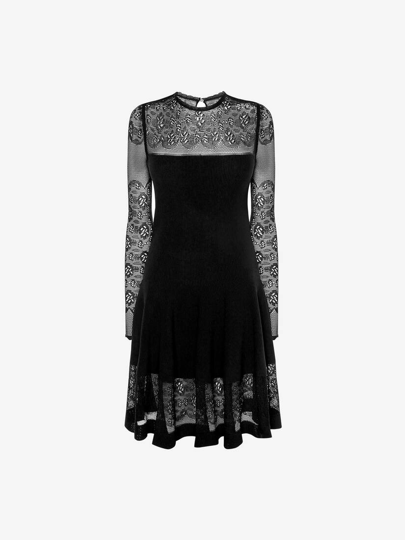 Vestidos Alexander McQueen Ottoman Knit Mini Mujer - Negros - Mexico 270-TPXMID